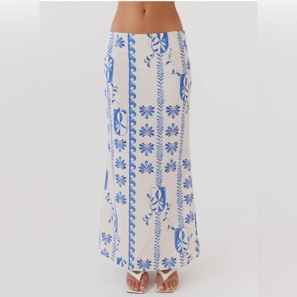 Peppermayo born for Bordeaux linen midi skirt Floral Wave - Picture 2 of 9